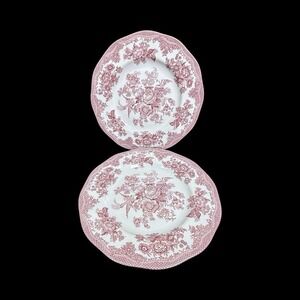 Johnson Brothers Asiatic Pheasant Dinner Plate Red Transferware 10" Lot of 2